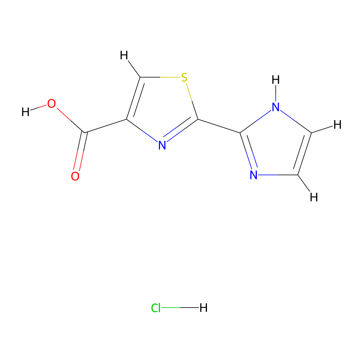 2-(1H-imidazol-2-yl)-1,3-thiazole-4-carboxylic acid hydrochloride molecular structure, CAS 2094829-99-7