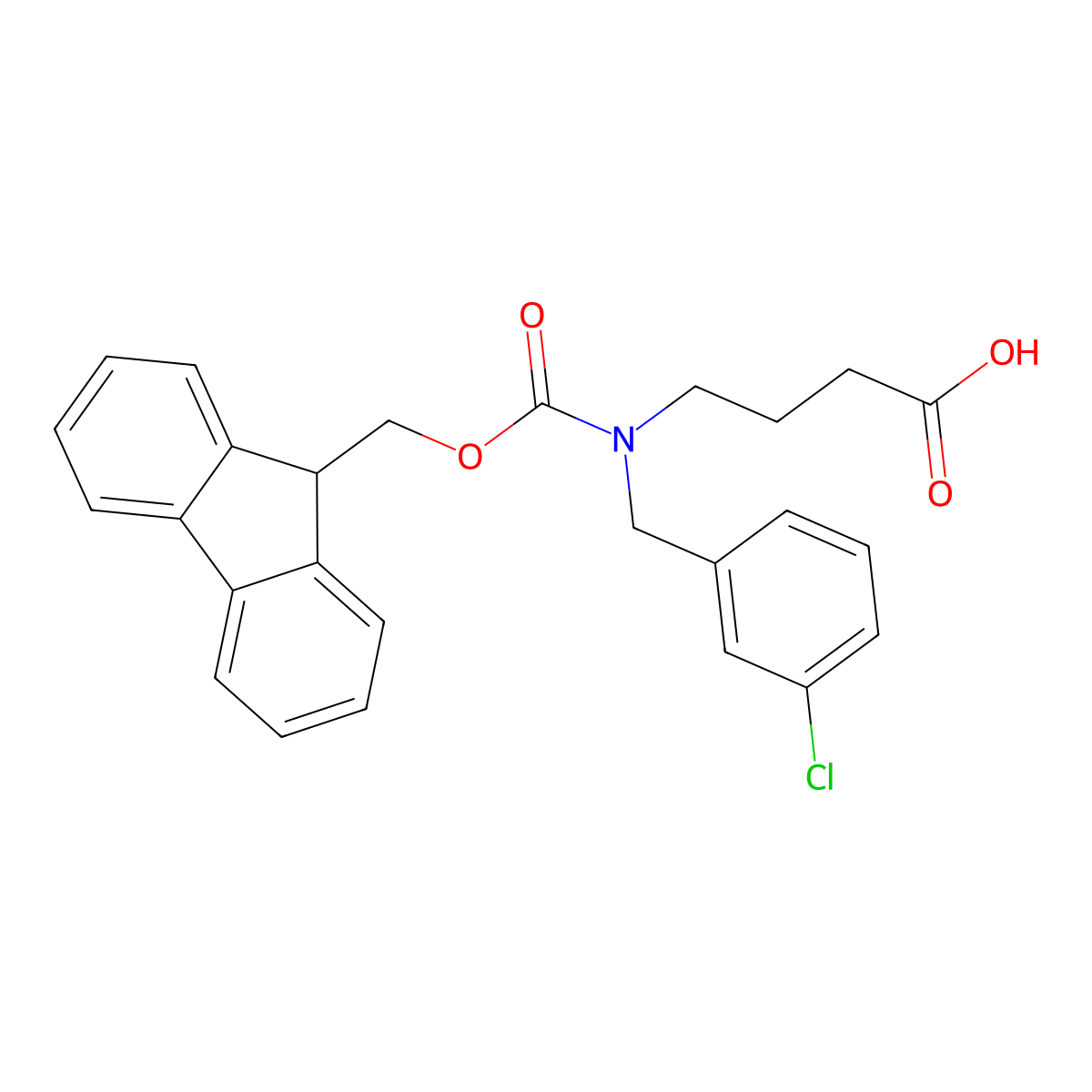 4-{[(3-chlorophenyl)methyl]({[(9H-fluoren-9-yl)methoxy]carbonyl})amino}butanoic acid molecular structure, CAS 2094831-65-7