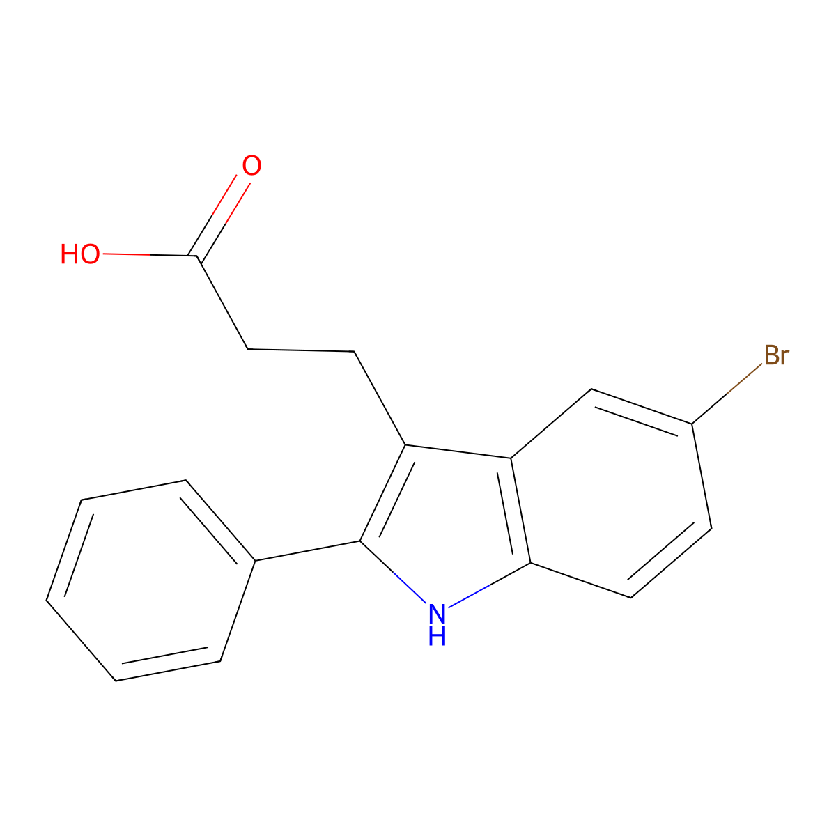 3-(5-bromo-2-phenyl-1H-indol-3-yl)propanoic acid molecular structure, CAS 2094834-49-6