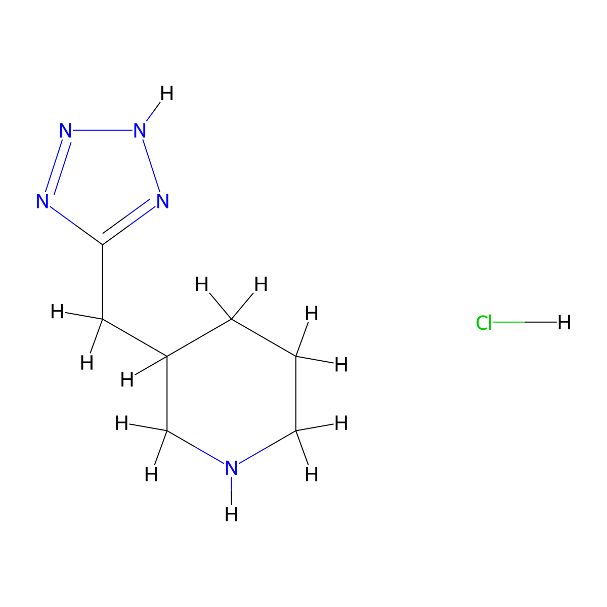 3-[(1H-1,2,3,4-tetrazol-5-yl)methyl]piperidine hydrochloride molecular structure, CAS 2094835-29-5