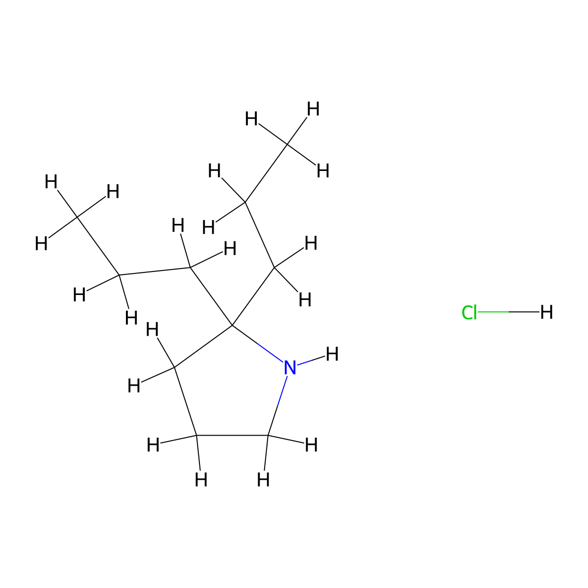 2,2-Dipropylpyrrolidine hydrochloride molecular structure, CAS 2094839-46-8