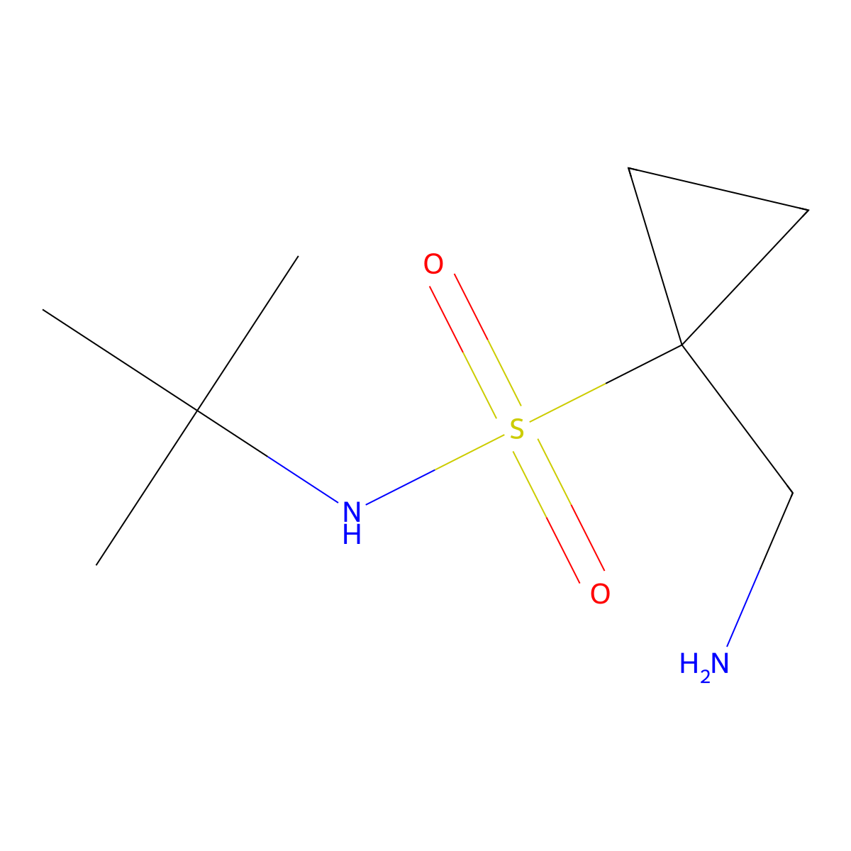 1-(aminomethyl)-N-tert-butylcyclopropane-1-sulfonamide molecular structure, CAS 2094840-99-8
