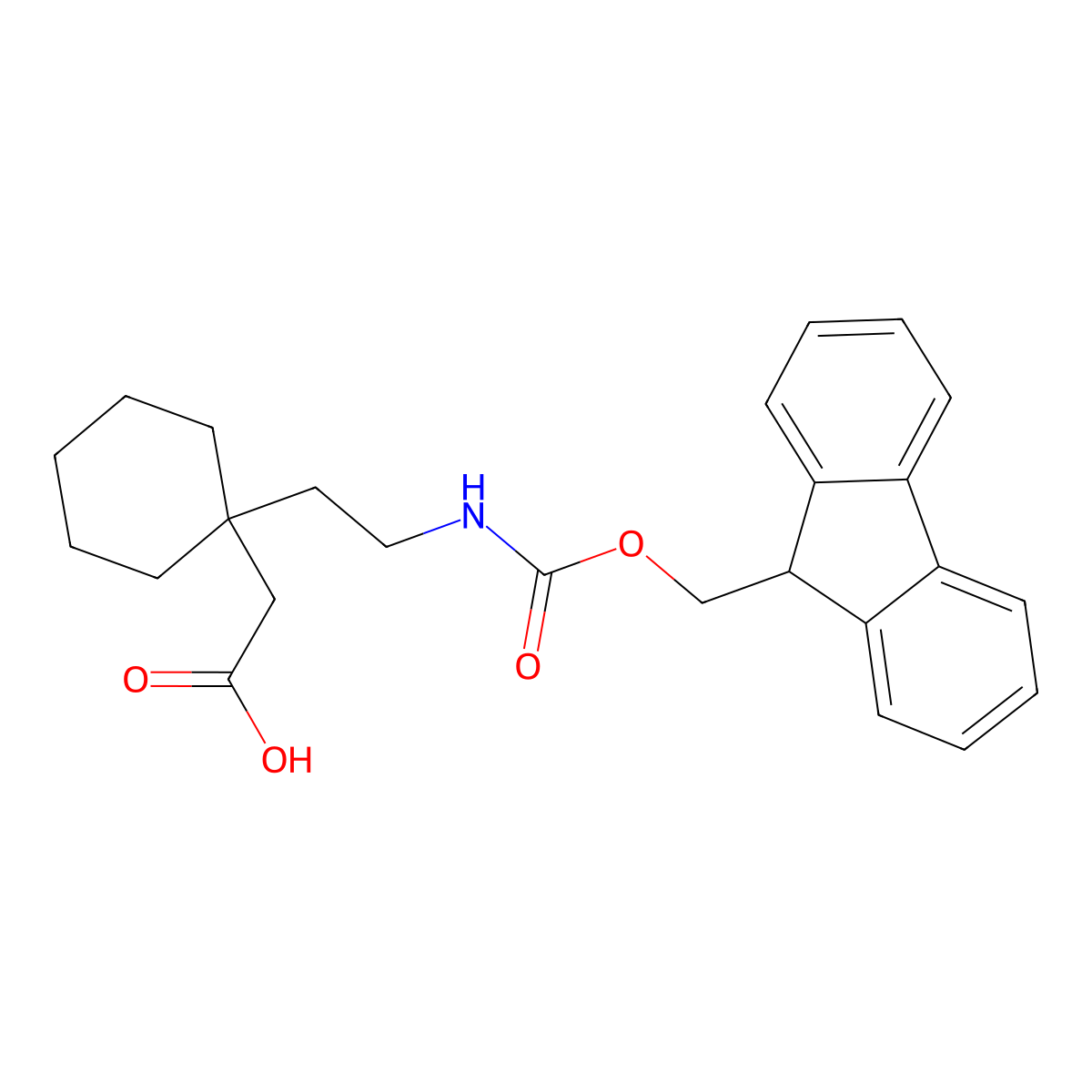 2-{1-[2-({[(9H-fluoren-9-yl)methoxy]carbonyl}amino)ethyl]cyclohexyl}acetic acid molecular structure, CAS 2094850-86-7