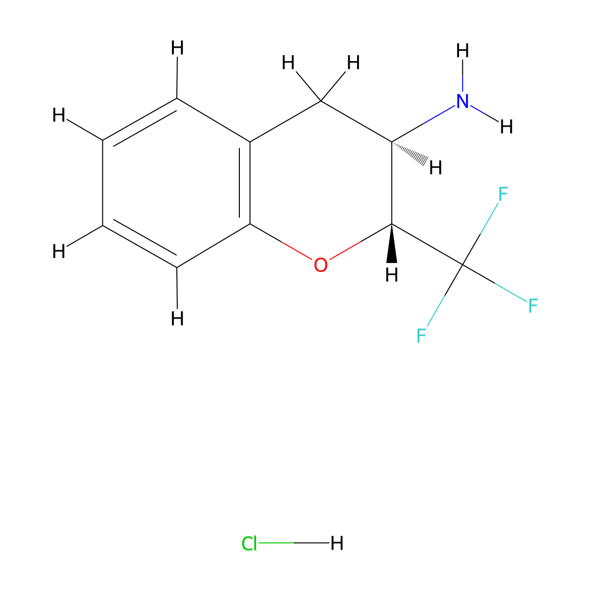 rac-(2R,3R)-2-(trifluoromethyl)-3,4-dihydro-2H-1-benzopyran-3-amine hydrochloride molecular structure, CAS 2094851-02-0