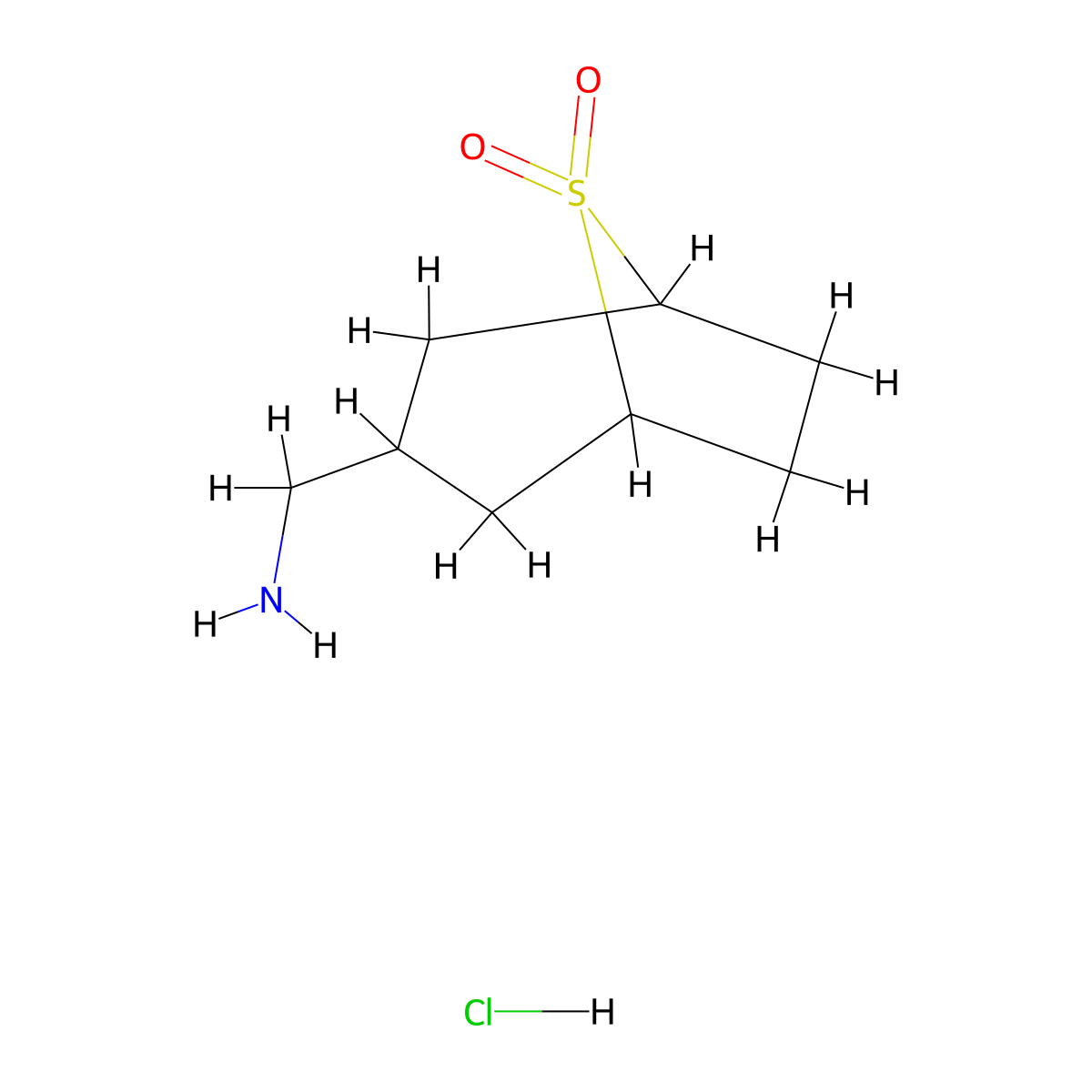 3-(Aminomethyl)-8lambda6-thiabicyclo[3.2.1]octane-8,8-dione hydrochloride molecular structure, CAS 2094866-34-7