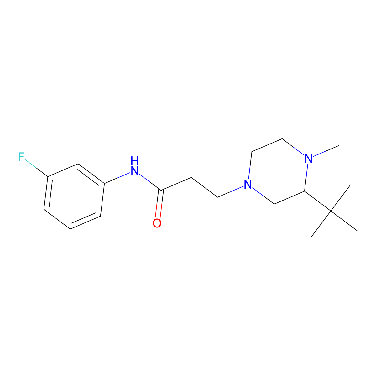 3-(3-tert-butyl-4-methylpiperazin-1-yl)-N-(3-fluorophenyl)propanamide molecular structure, CAS 2094880-69-8