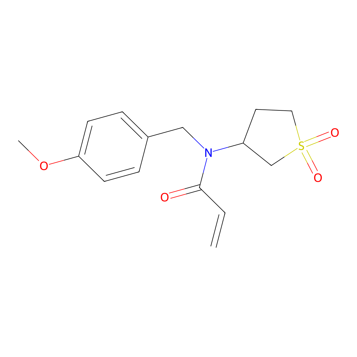 N-(1,1-dioxo-1lambda6-thiolan-3-yl)-N-((4-methoxyphenyl)methyl)prop-2-enamide molecular structure, CAS 2094902-26-6
