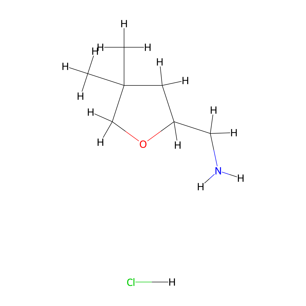 (4,4-Dimethyloxolan-2-yl)methanamine hydrochloride molecular structure, CAS 2094914-88-0