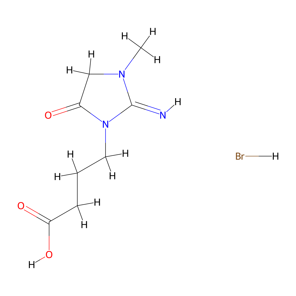 4-(2-Imino-3-methyl-5-oxoimidazolidin-1-yl)butanoic acid hydrobromide molecular structure, CAS 2094924-41-9