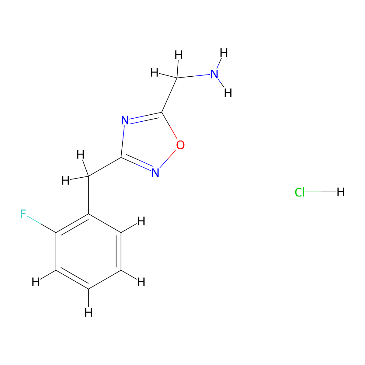 {3-[(2-Fluorophenyl)methyl]-1,2,4-oxadiazol-5-yl}methanamine hydrochloride molecular structure, CAS 2094925-06-9