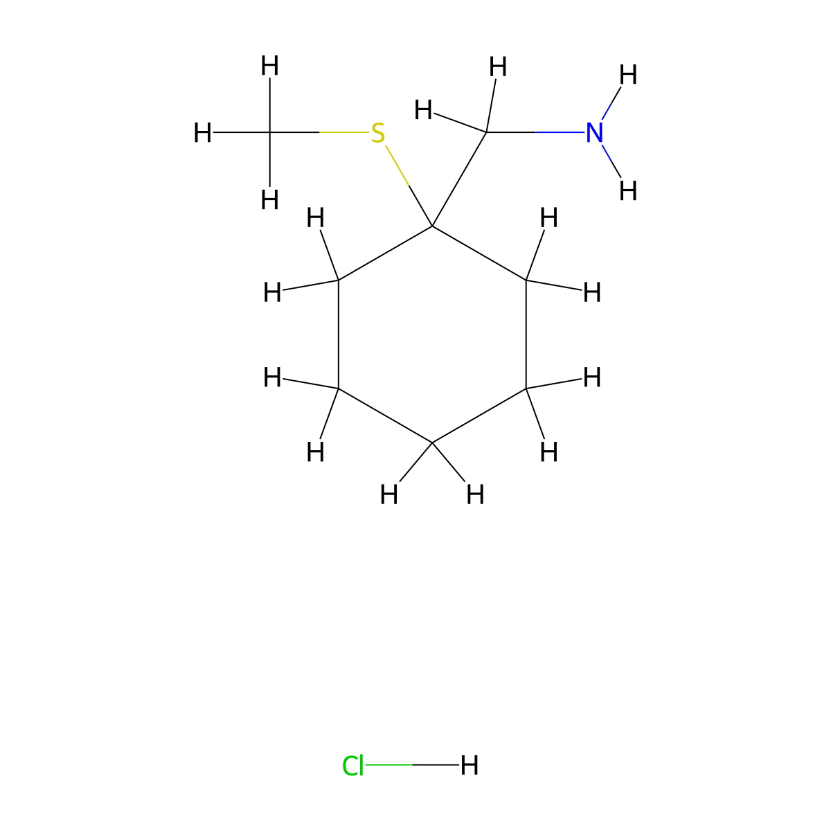 [1-(Methylsulfanyl)cyclohexyl]methanamine hydrochloride molecular structure, CAS 2094925-15-0