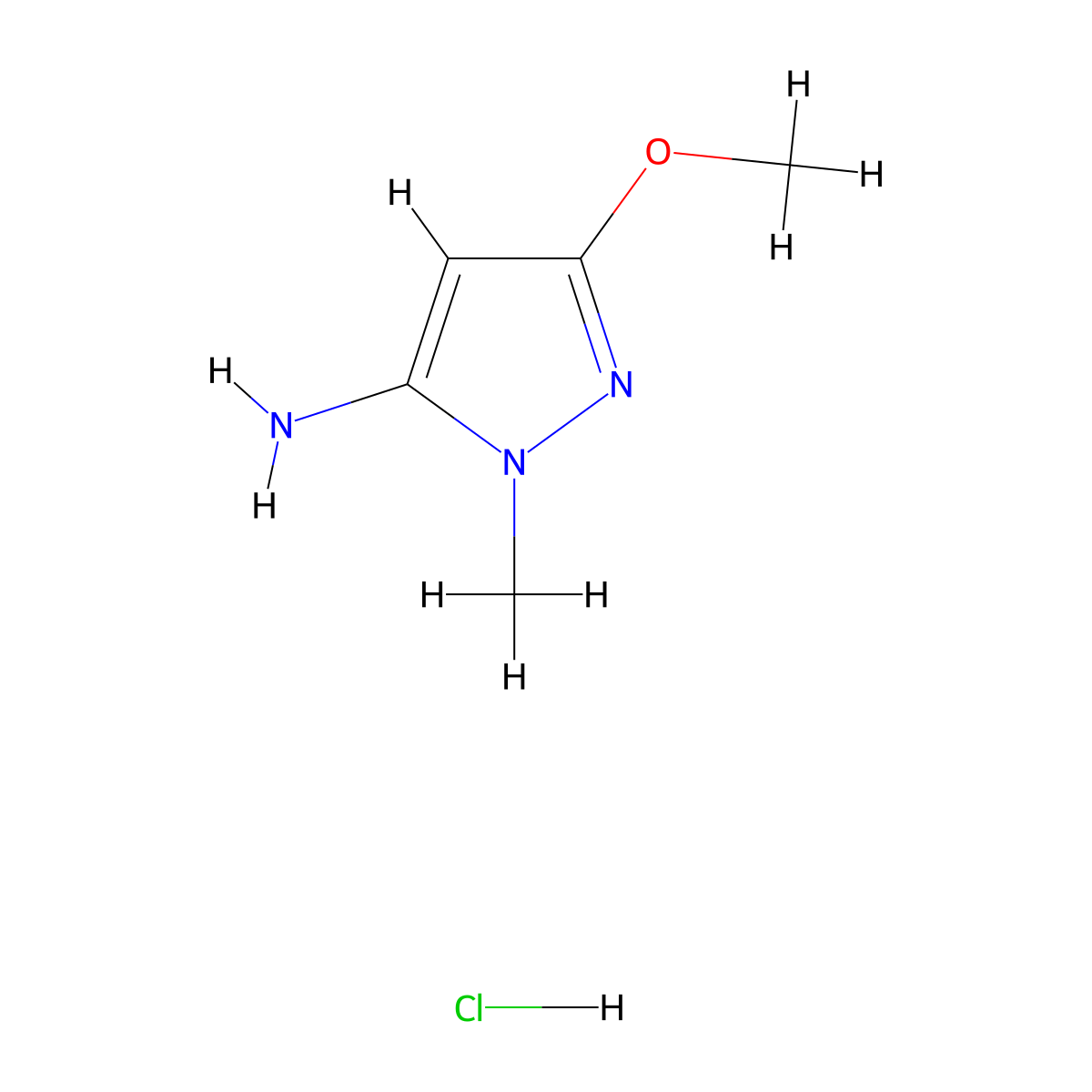 3-methoxy-1-methyl-1H-pyrazol-5-amine hydrochloride molecular structure, CAS 2094925-22-9
