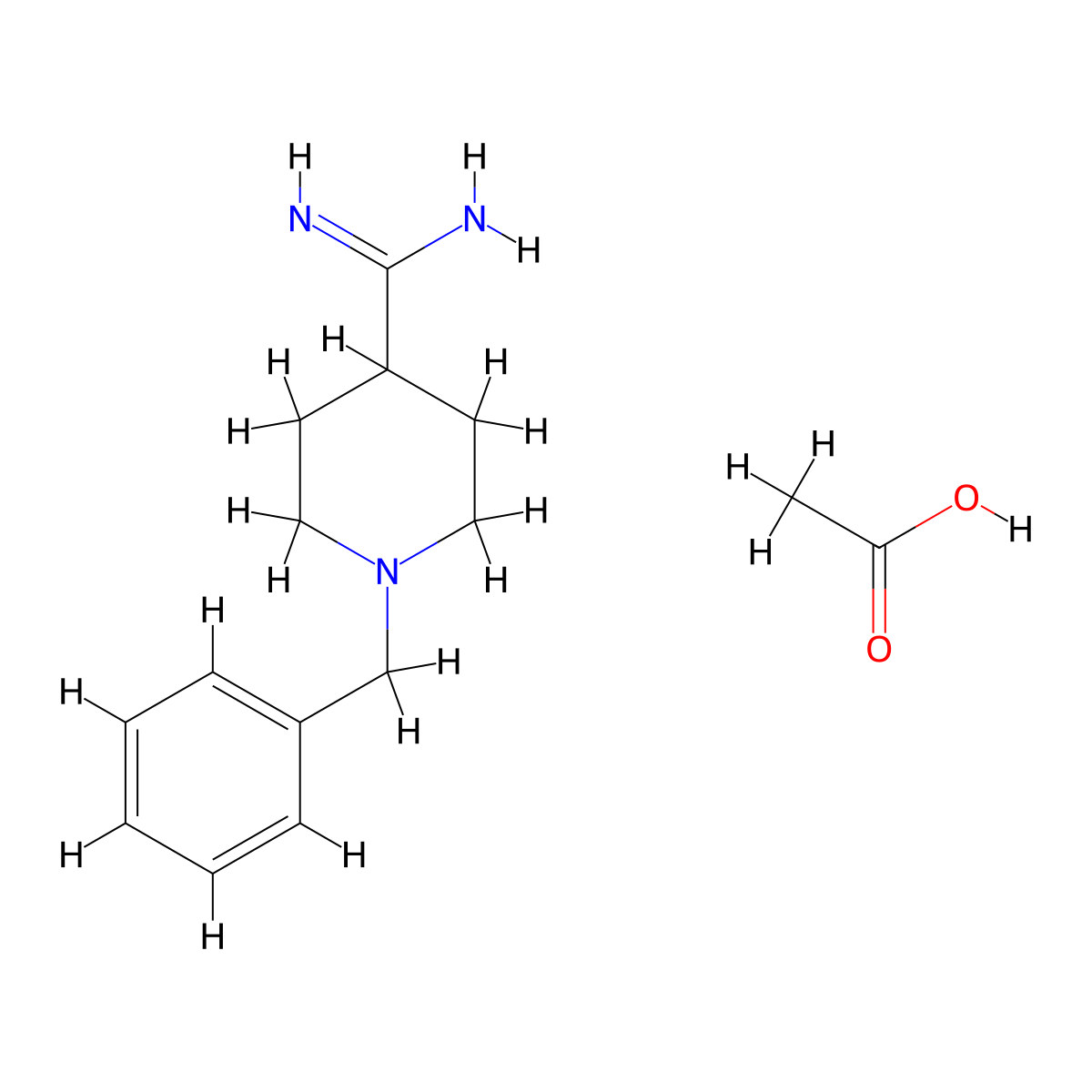 1-Benzylpiperidine-4-carboximidamide; acetic acid molecular structure, CAS 2094925-82-1