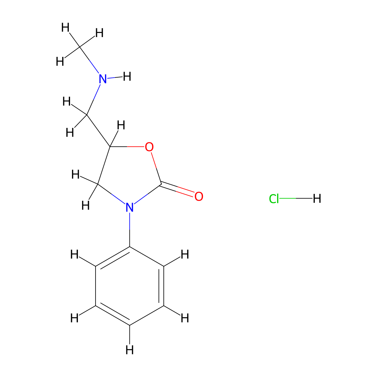 5-[(Methylamino)methyl]-3-phenyl-1,3-oxazolidin-2-one hydrochloride molecular structure, CAS 2094929-63-0