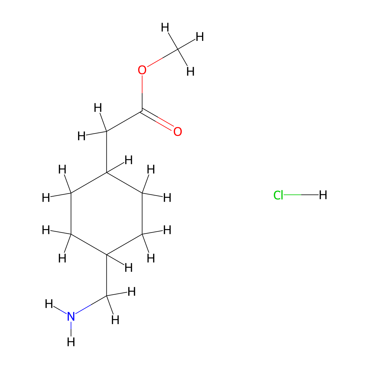 Methyl 2-[(1r,4r)-4-(aminomethyl)cyclohexyl]acetate hydrochloride molecular structure, CAS 2094938-79-9