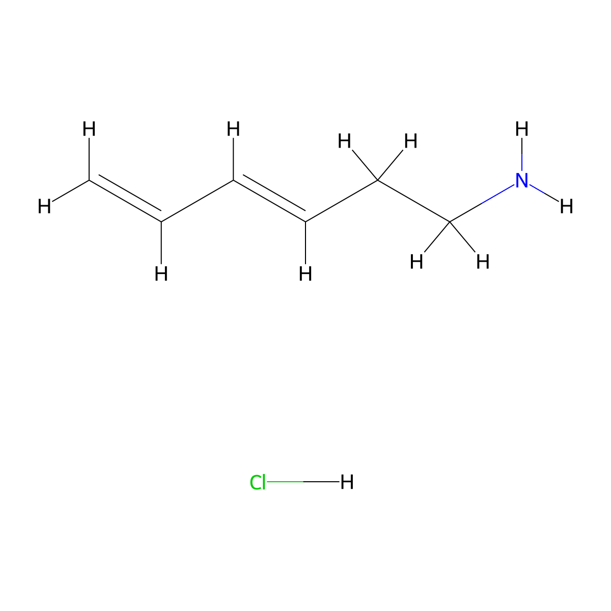 (3E)-hexa-3,5-dien-1-amine hydrochloride molecular structure, CAS 2094953-65-6