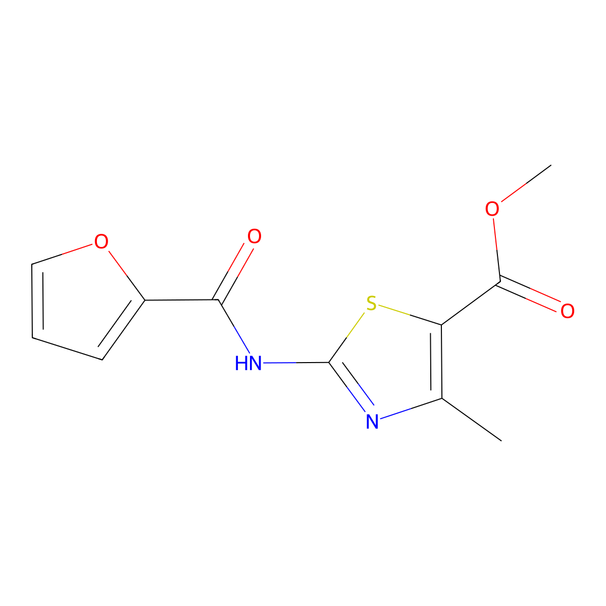 Methyl 2-(furan-2-amido)-4-methyl-1,3-thiazole-5-carboxylate molecular structure, CAS 20950-06-5