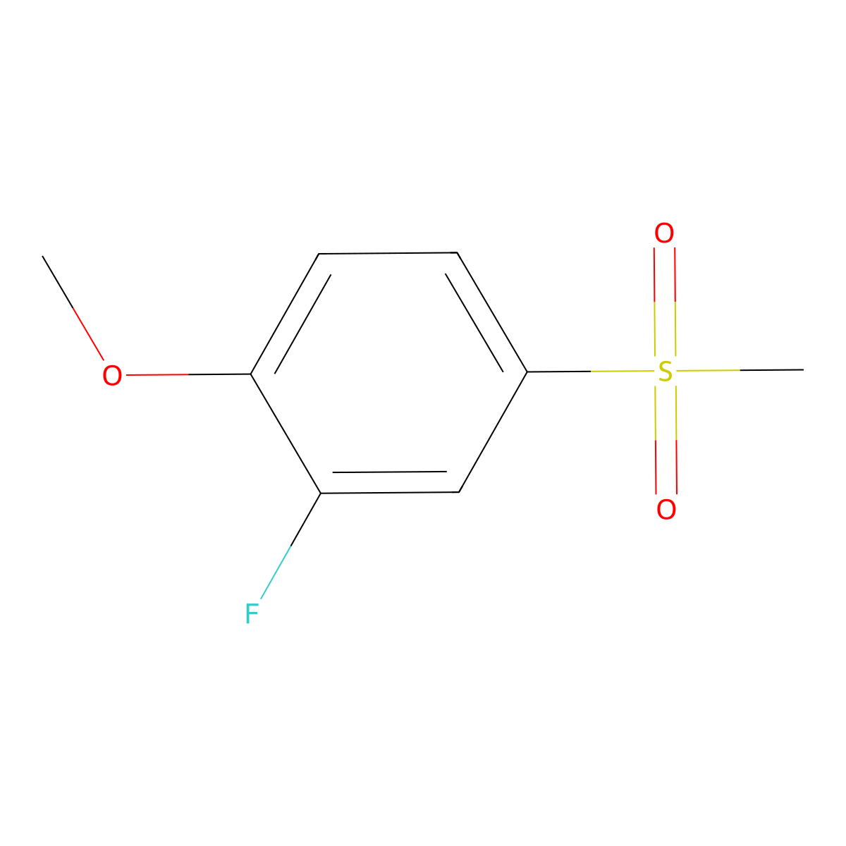 2-Fluoro-1-methoxy-4-(methylsulfonyl)benzene molecular structure, CAS 20951-14-8
