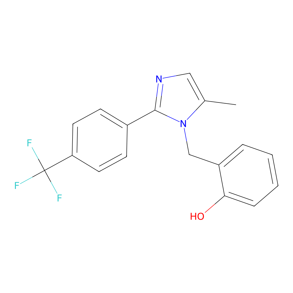 2-((5-Methyl-2-(4-(trifluoromethyl)phenyl)-1H-imidazol-1-YL)methyl)phenol molecular structure, CAS 2095128-48-4