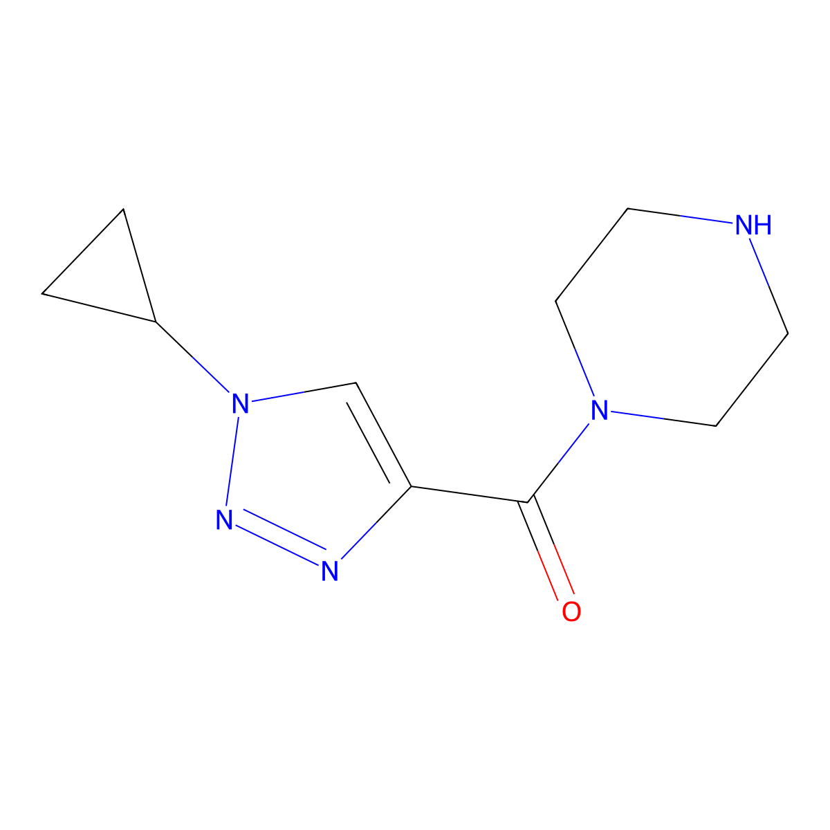 1-(1-cyclopropyl-1H-1,2,3-triazole-4-carbonyl)piperazine molecular structure, CAS 2095162-41-5