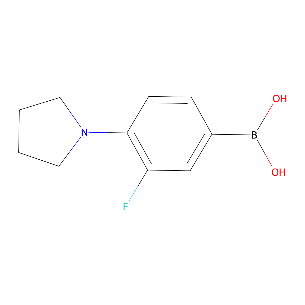 (3-Fluoro-4-(pyrrolidin-1-yl)phenyl)boronic acid molecular structure, CAS 2095165-17-4