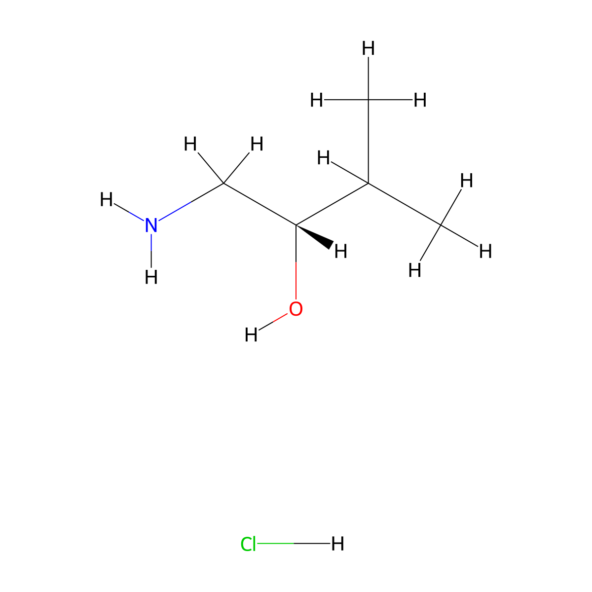 (2S)-1-amino-3-methylbutan-2-ol hydrochloride molecular structure, CAS 2095190-07-9