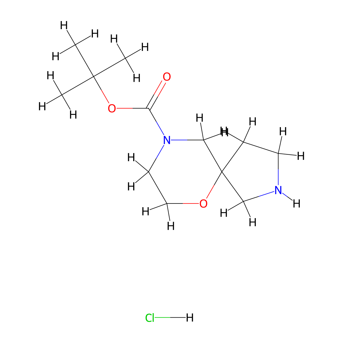 t-Butyl 6-oxa-2,9-diazaspiro(4.5)decane-9-carboxylate hydrochloride molecular structure, CAS 2095192-22-4