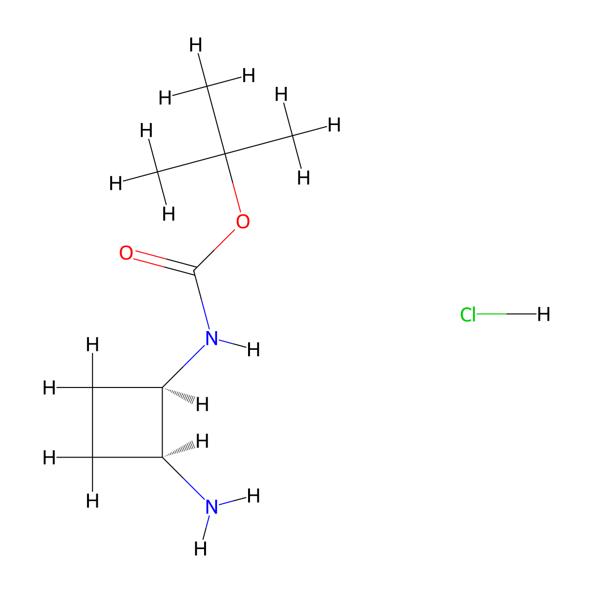 tert-Butyl ((1R,2S)-rel-2-aminocyclobutyl)carbamate hydrochloride molecular structure, CAS 2095192-35-9