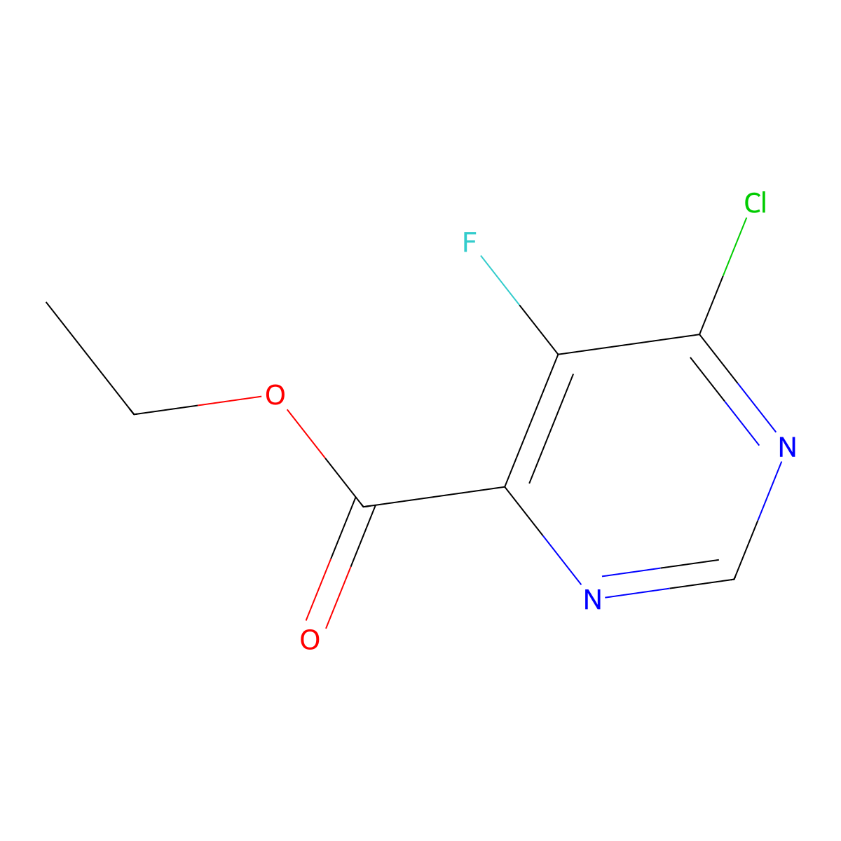 Ethyl 6-chloro-5-fluoropyrimidine-4-carboxylate molecular structure, CAS 2095204-00-3
