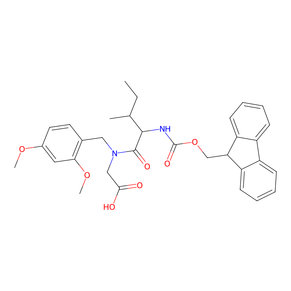Fmoc-Ile-(Dmb)Gly-OH molecular structure, CAS 2095208-17-4