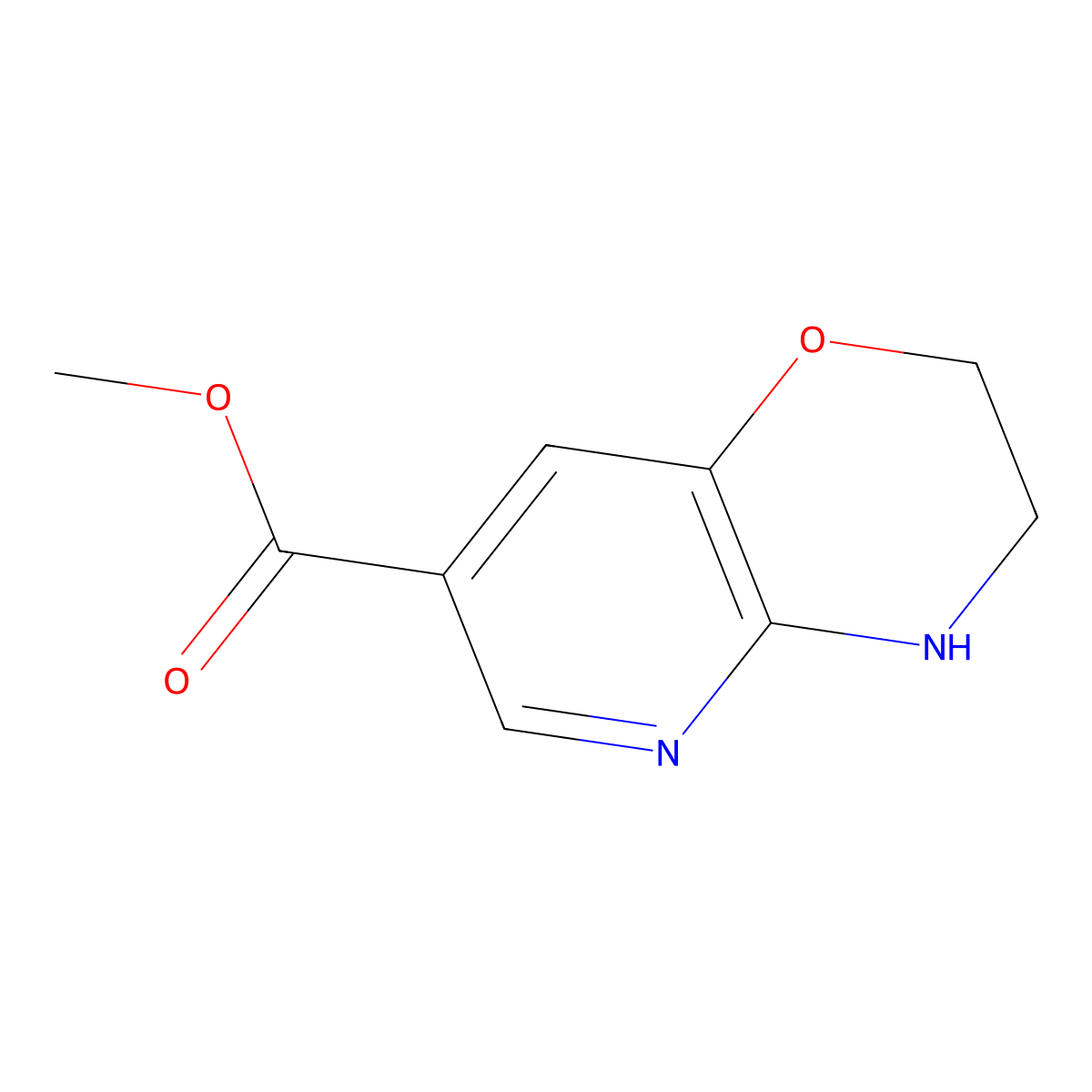 methyl 3,4-dihydro-2H-pyrido[3,2-b][1,4]oxazine-7-carboxylate molecular structure, CAS 2095209-25-7