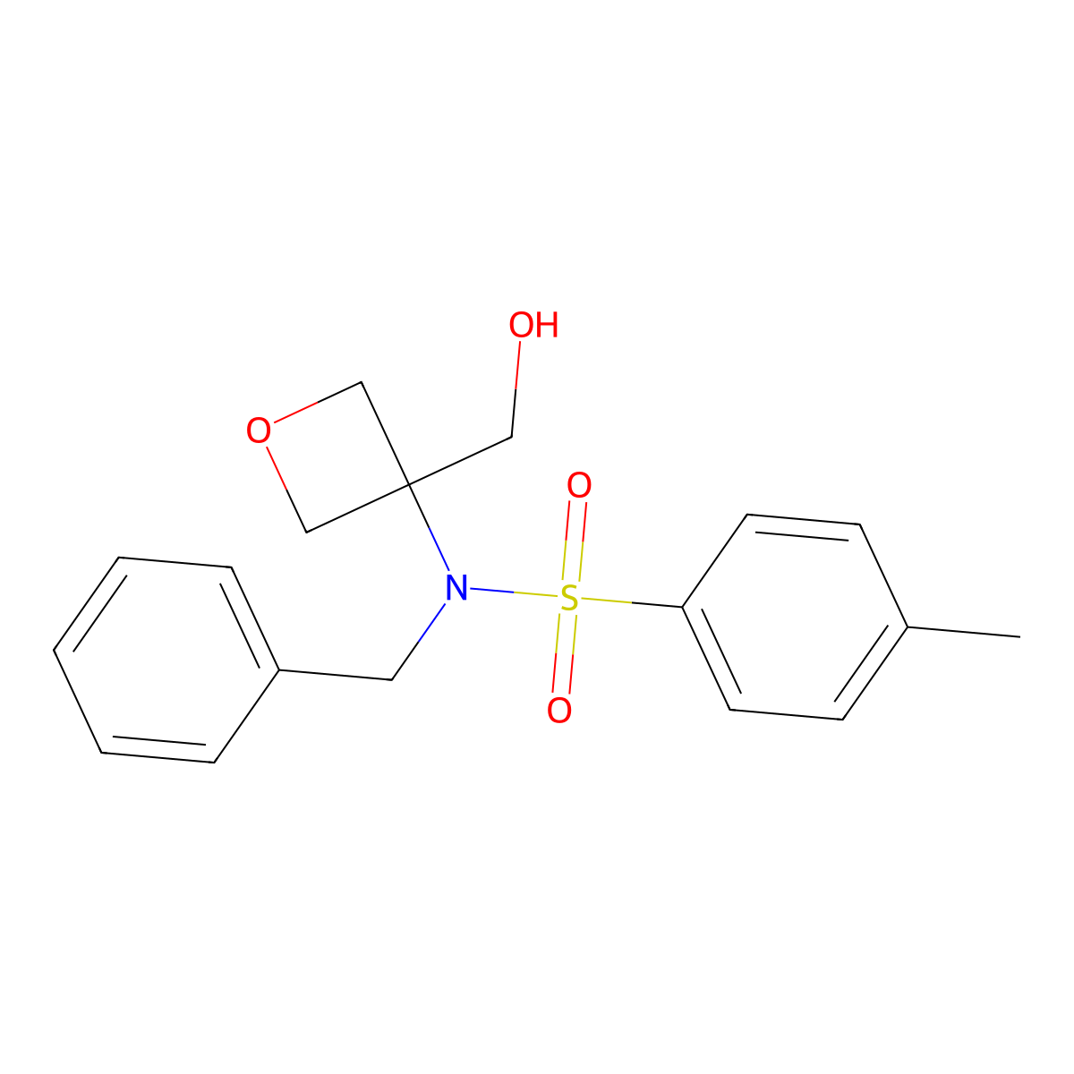 N-benzyl-N-(3-(hydroxymethyl)oxetan-3-yl)-4-methylbenzenesulfonamide molecular structure, CAS 2095219-05-7