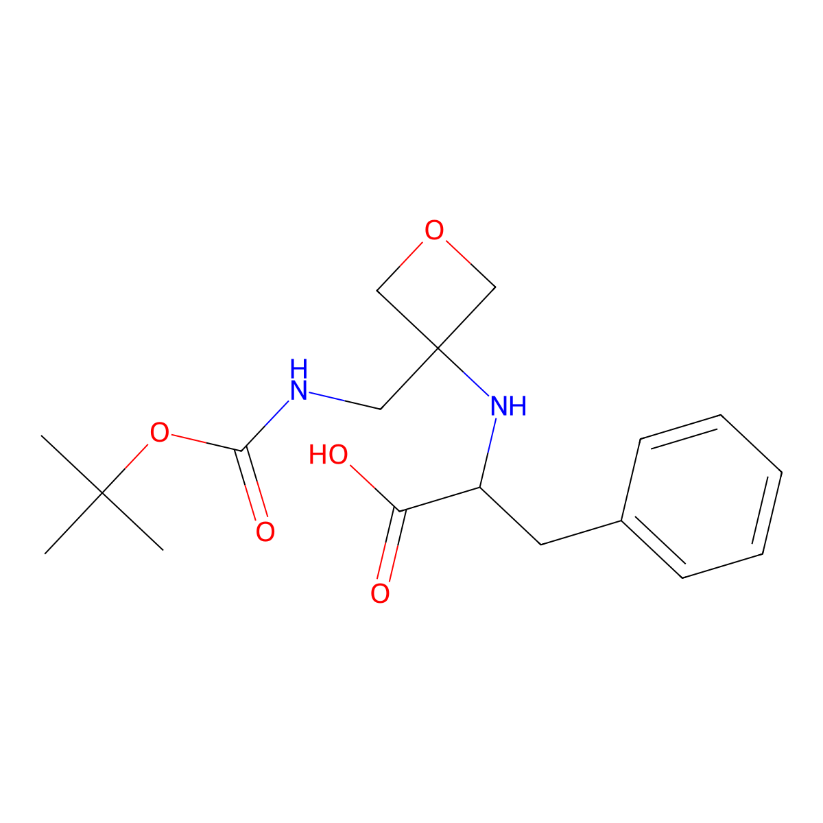 (3-(((tert-butoxycarbonyl)amino)methyl)oxetan-3-yl)-L-phenylalanine molecular structure, CAS 2095220-21-4