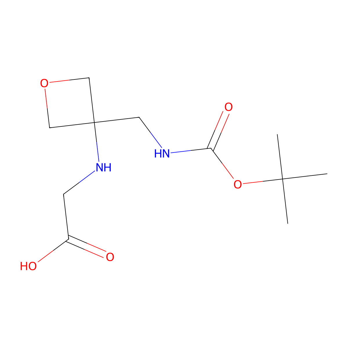 (3-(((Tert-butoxycarbonyl)amino)methyl)oxetan-3-yl)glycine molecular structure, CAS 2095220-26-9