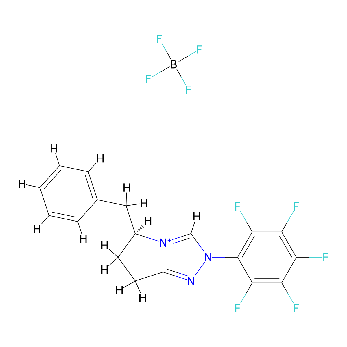 (S)-5-Benzyl-2-(perfluorophenyl)-6,7-dihydro-5H-pyrrolo[2,1-c][1,2,4]triazol-2-ium tetrafluoroborate molecular structure, CAS 2095252-36-9