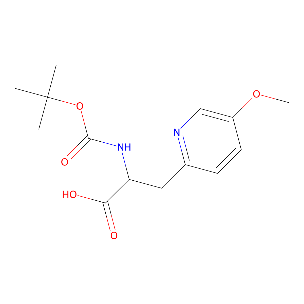 2-tert-Butoxycarbonylamino-3-(5-methoxy-pyridin-2-yl)-propionic acid molecular structure, CAS 209526-94-3