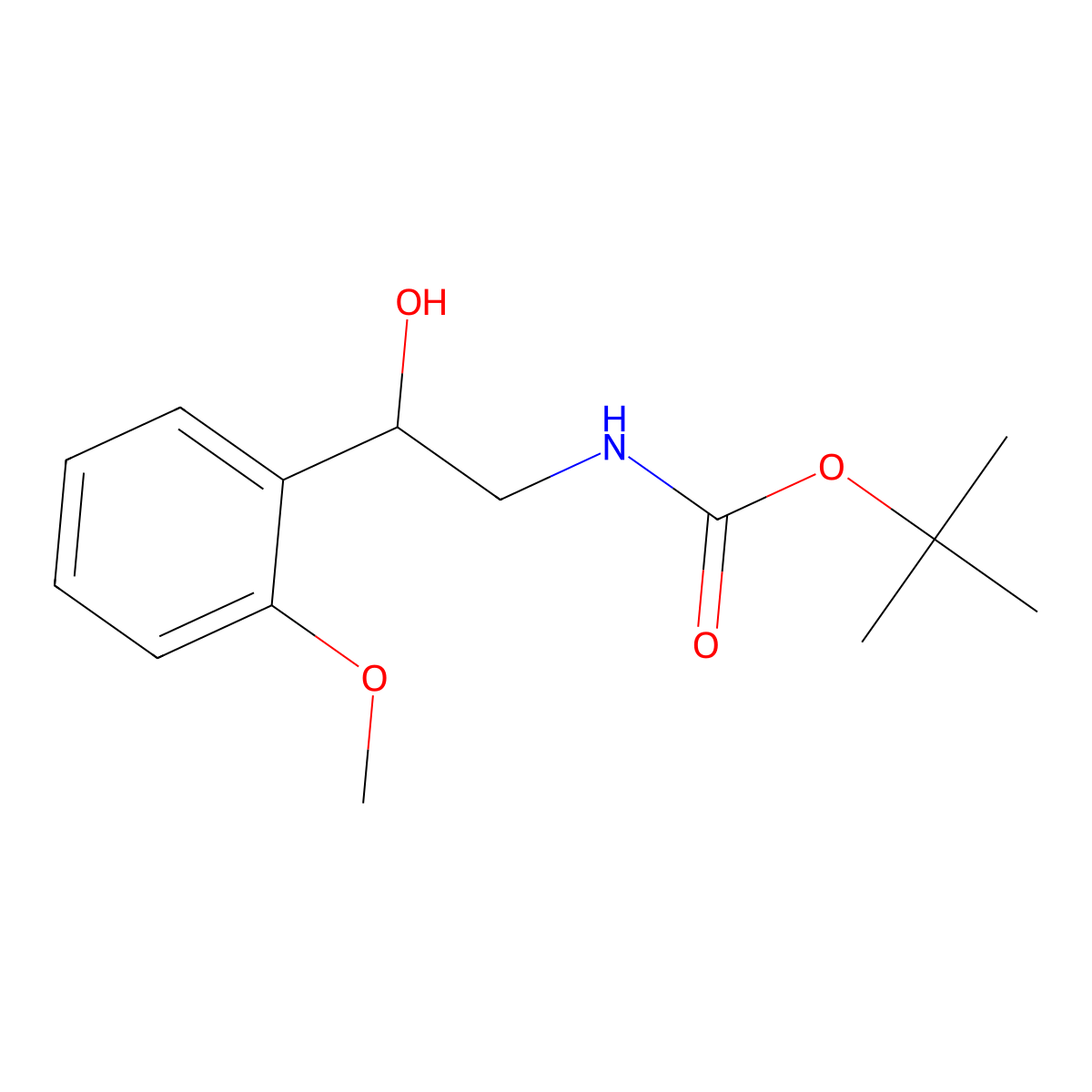 Tert-butyl 2-hydroxy-2-(2-methoxyphenyl)ethylcarbamate molecular structure, CAS 209530-21-2