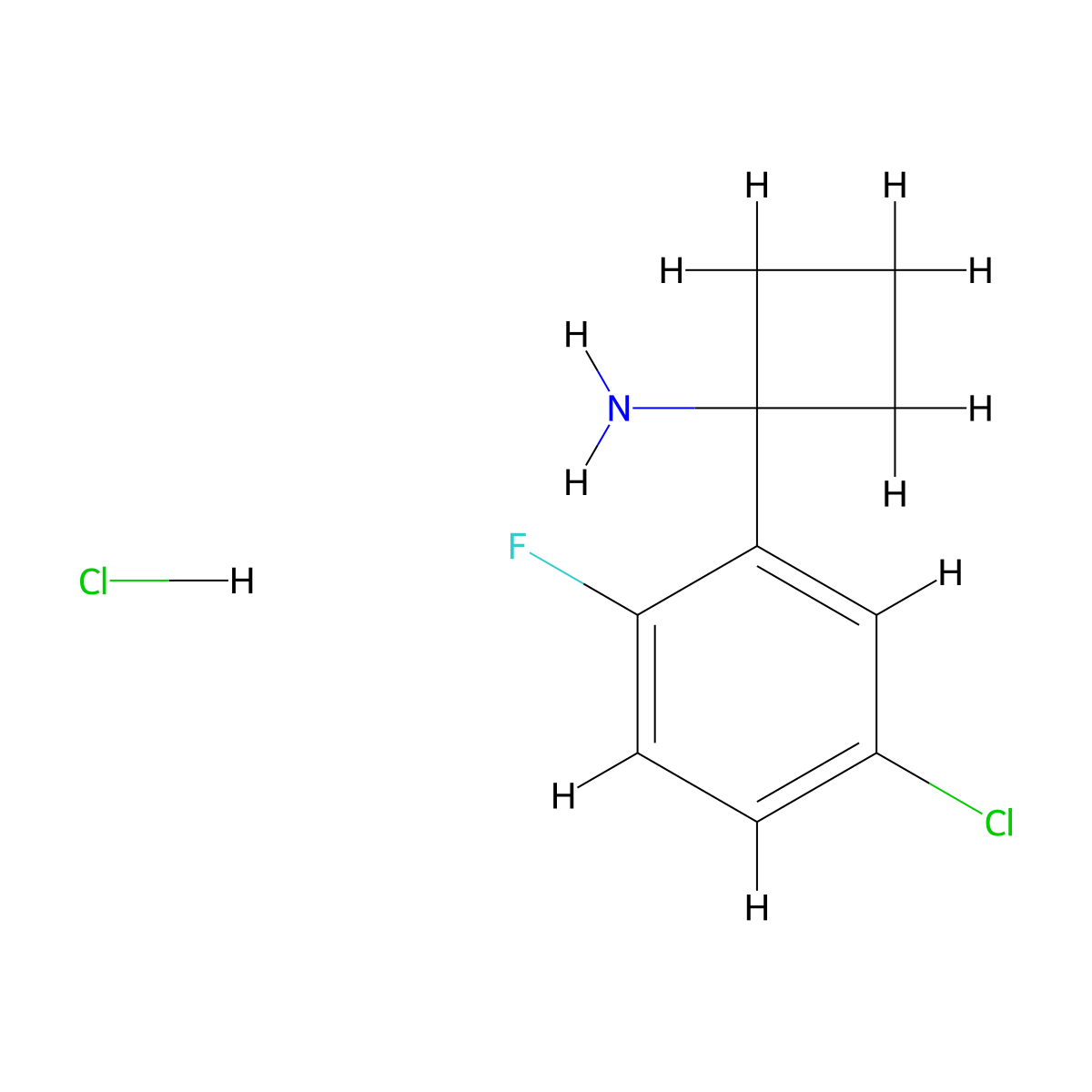 1-(5-Chloro-2-fluorophenyl)cyclobutan-1-aminehydrochloride molecular structure, CAS 2095319-30-3