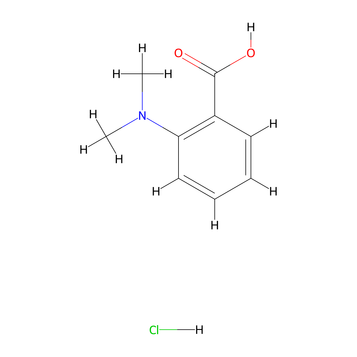2-(Dimethylamino)benzoic acid--hydrogen chloride (1/1) molecular structure, CAS 209533-97-1
