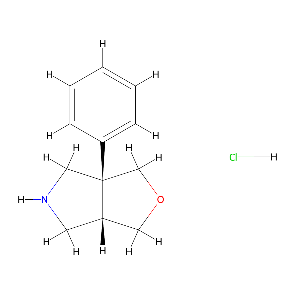 rac-(3aR,6aR)-3a-phenyl-hexahydro-1H-furo[3,4-c]pyrrole hydrochloride molecular structure, CAS 2095349-72-5