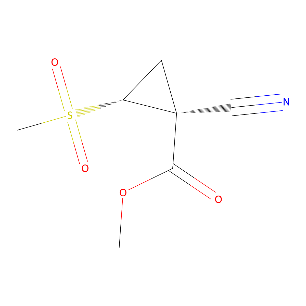 rac-methyl (1R,2R)-1-cyano-2-methanesulfonylcyclopropane-1-carboxylate molecular structure, CAS 2095396-11-3