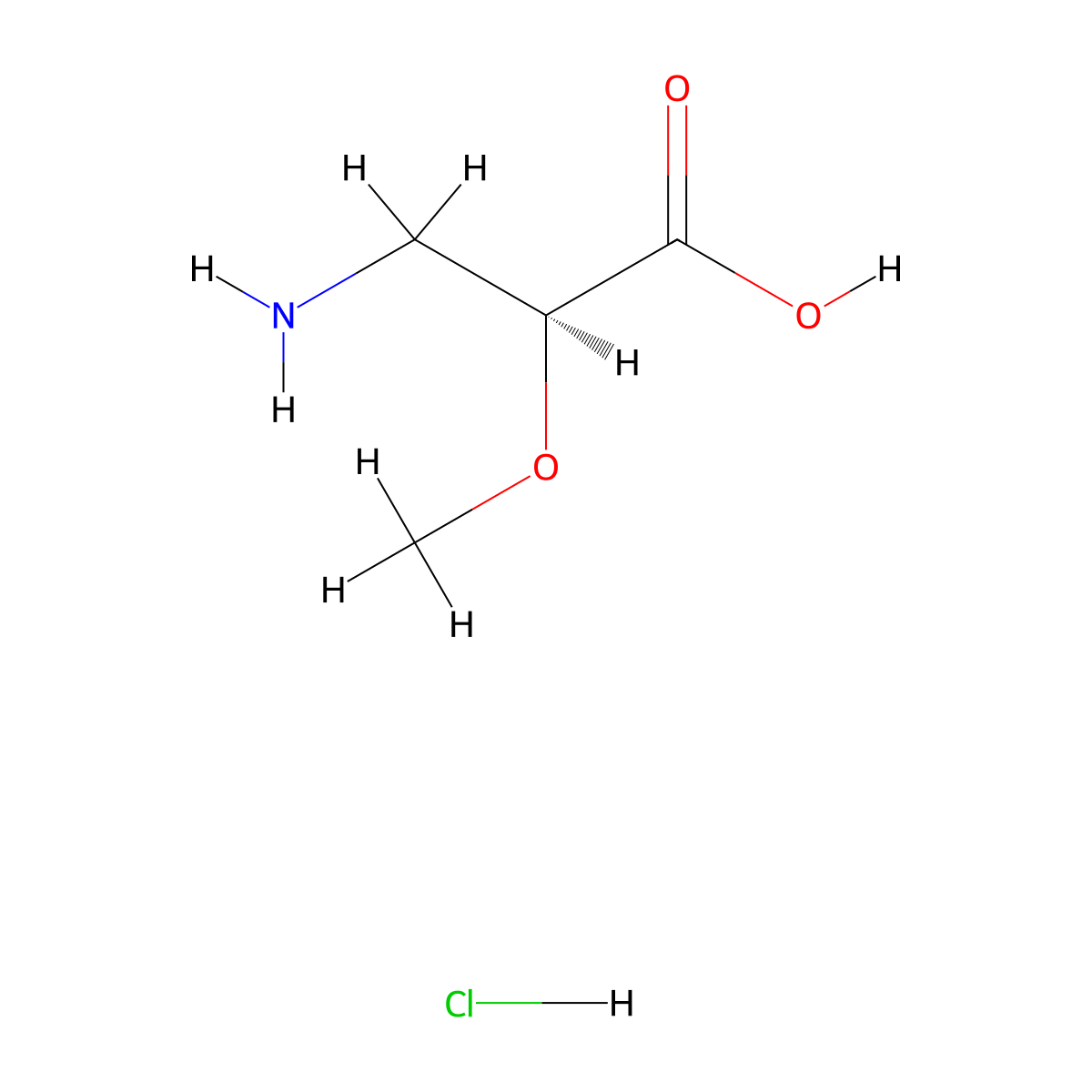 (2S)-3-Amino-2-methoxypropanoic acid hydrochloride molecular structure, CAS 2095396-27-1