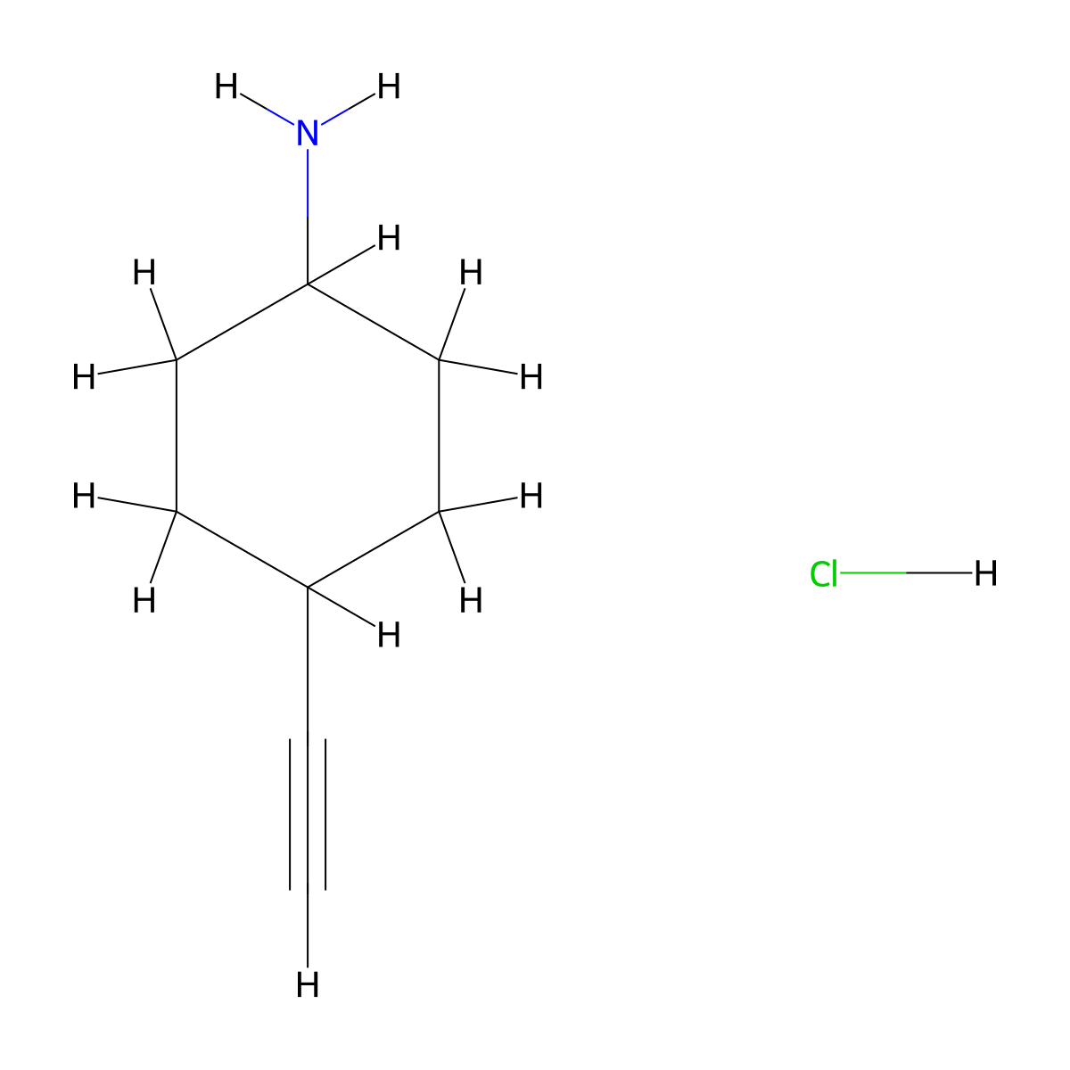 (1r,4r)-4-Ethynylcyclohexan-1-amine hydrochloride molecular structure, CAS 2095396-33-9