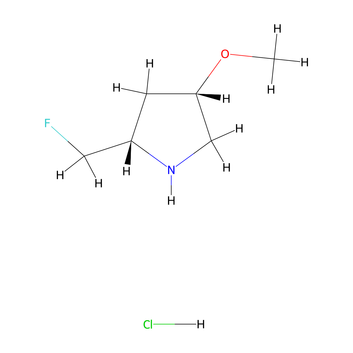 (2S,4S)-2-(fluoromethyl)-4-methoxypyrrolidine hydrochloride molecular structure, CAS 2095396-35-1