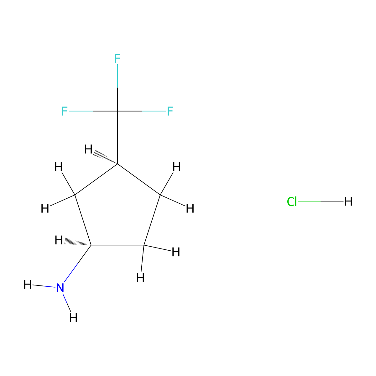 rac-(1R,3S)-3-(trifluoromethyl)cyclopentan-1-amine hydrochloride molecular structure, CAS 2095396-41-9