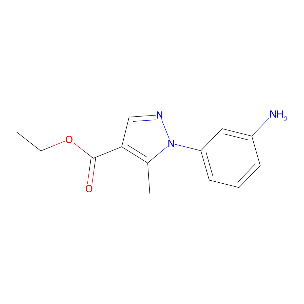 ethyl 1-(3-aminophenyl)-5-methyl-1H-pyrazole-4-carboxylate molecular structure, CAS 209540-02-3