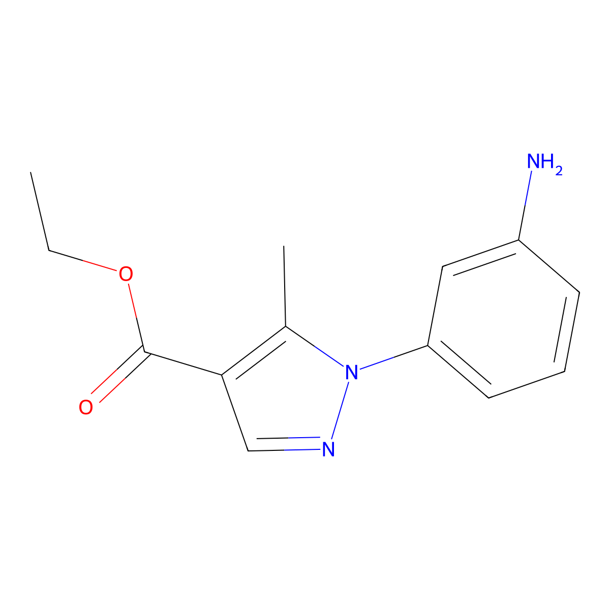 ethyl 1-(3-aminophenyl)-5-methyl-1H-pyrazole-4-carboxylate molecular structure, CAS 209540-02-3