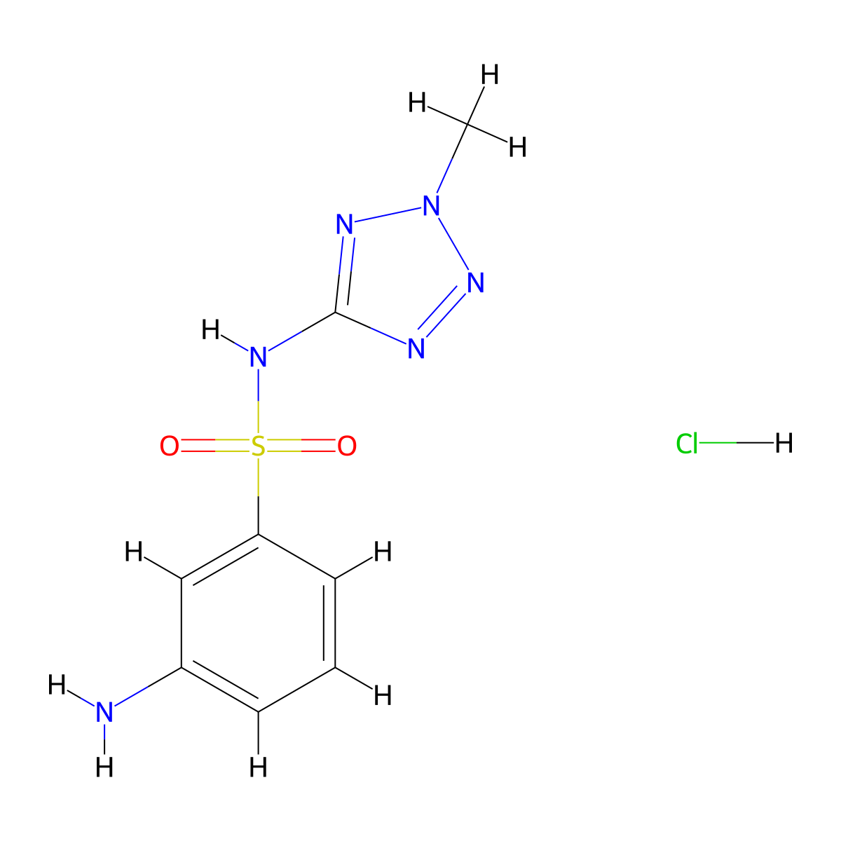3-amino-N-(2-methyl-2H-1,2,3,4-tetrazol-5-yl)benzene-1-sulfonamide hydrochloride molecular structure, CAS 2095408-88-9