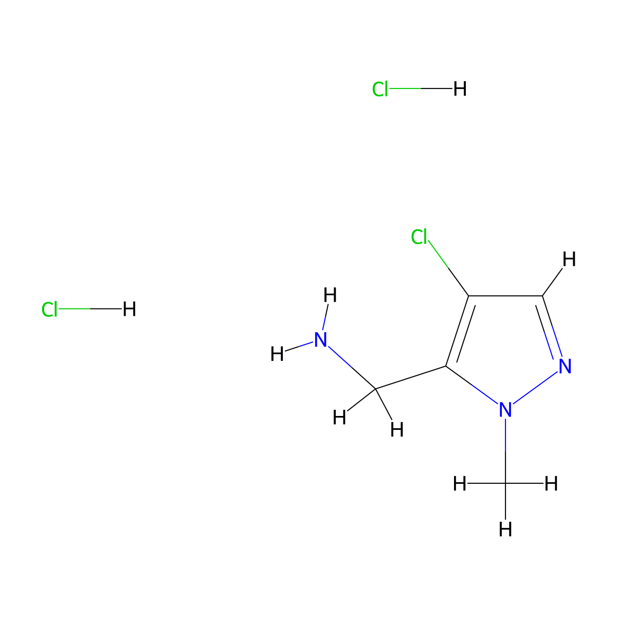 (4-Chloro-1-methyl-1H-pyrazol-5-yl)methanamine dihydrochloride molecular structure, CAS 2095408-89-0