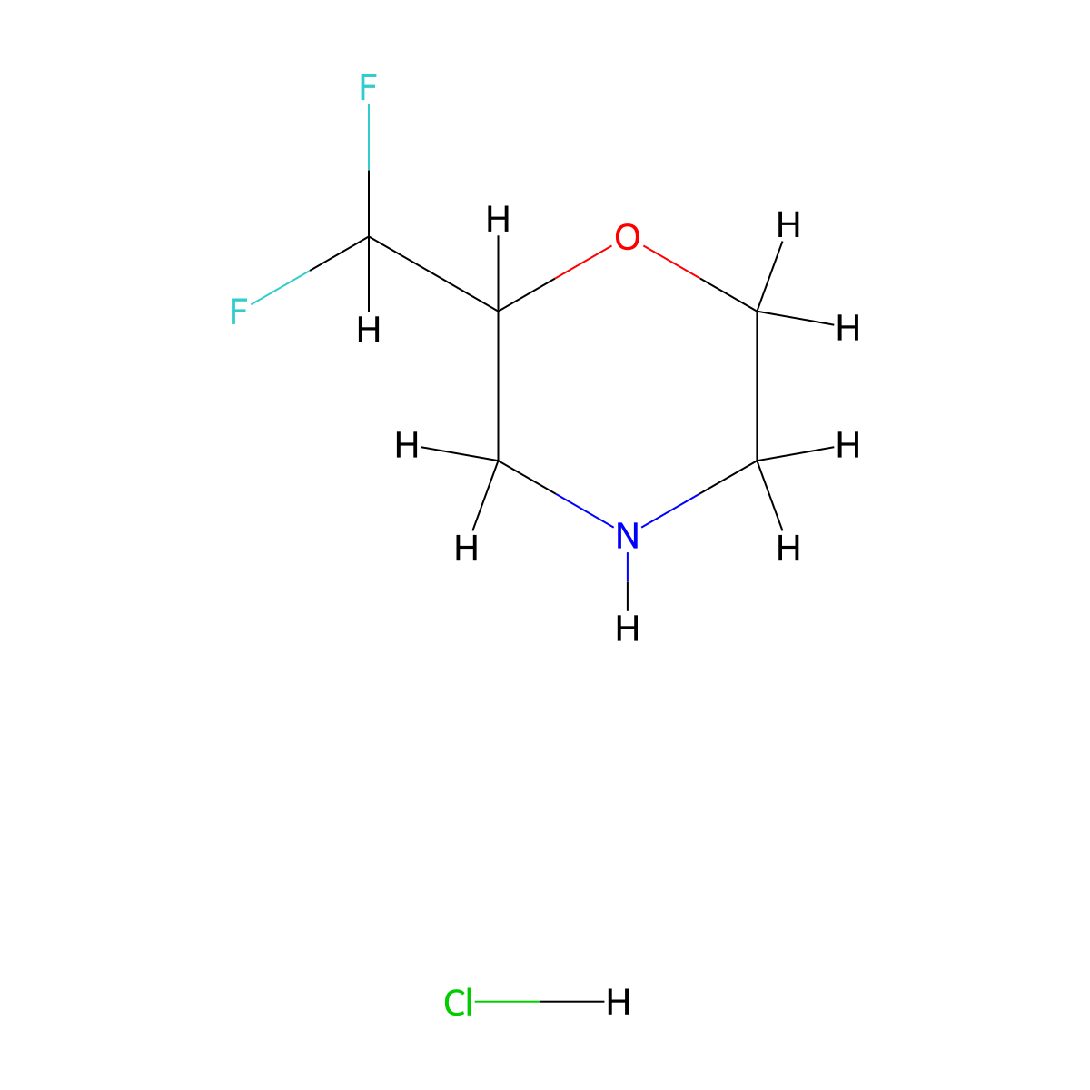 2-(Difluoromethyl)morpholine hydrochloride molecular structure, CAS 2095408-94-7